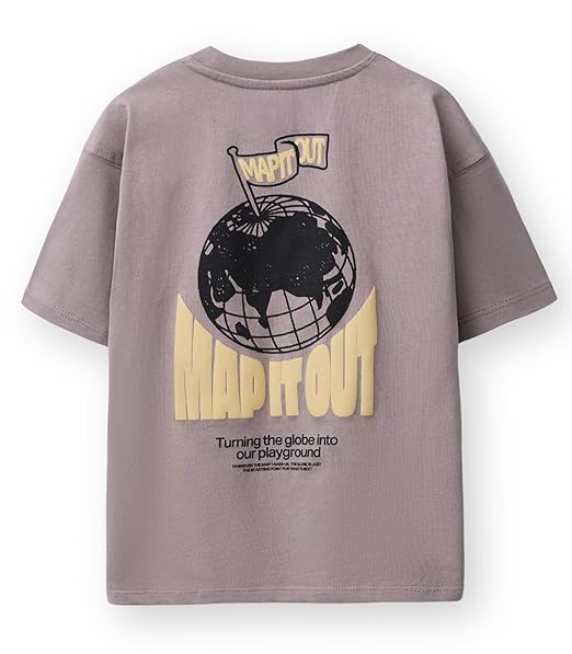 Alan Jones Clothing Boys Oversized Cotton Printed T-Shirt | Round Neck, Short Sleeves, Casual Wear