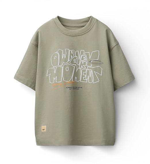 Alan Jones Clothing Boys Oversized Cotton Printed T-Shirt | Round Neck, Short Sleeves, Casual Wear