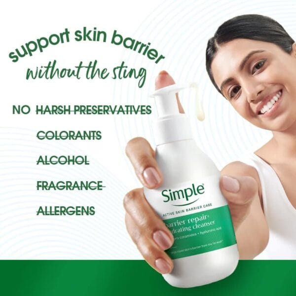 Simple soap-free cleanser for dry and sensitive skin barrier care Simple soap-free cleanser for dry and sensitive skin barrier care
