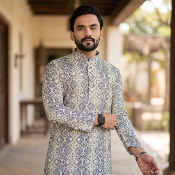 man styling green kurta for men for wedding party Green Cotton Kurta for Men