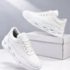 chunky white sneakers for men with hollow blade sole