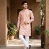 man styling checked kurta for men for wedding party