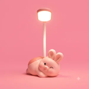 Aesthetic cute kawaii bunny led desk lamp on desk
