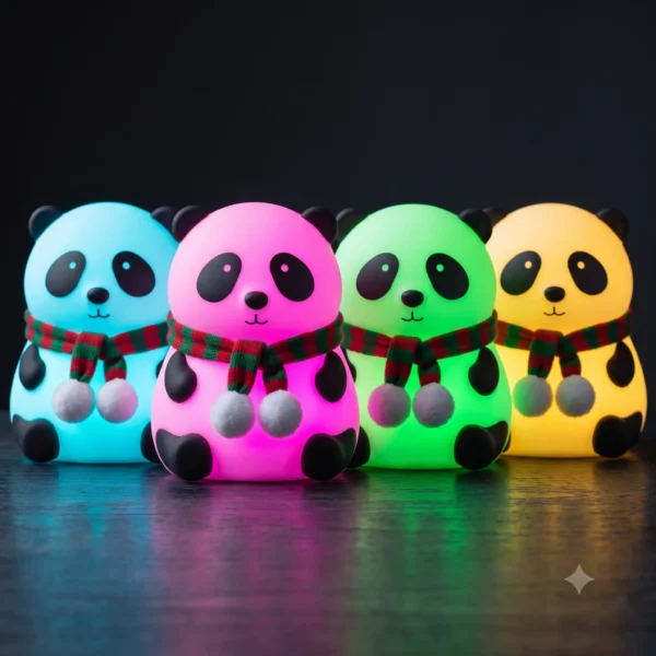 Close up view of cute panda silicone night light