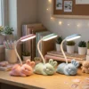 Student studying with cute kawaii bunny led desk lamp
