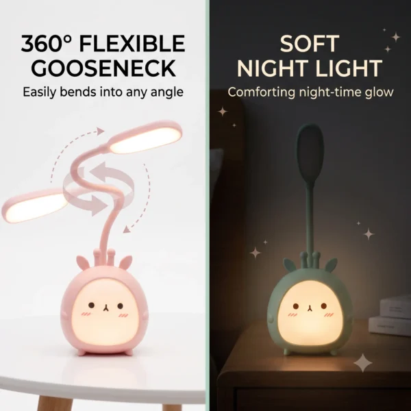 360 degree flexible cute study lamp for kids with ambient night glow mode