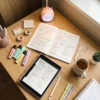 Compact and portable cute study lamp for kids on a bedside nightstand