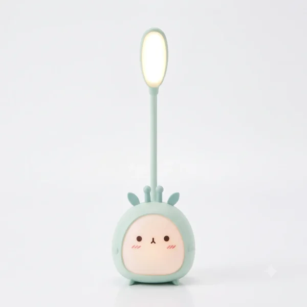 Mint green cute study lamp for kids with flexible gooseneck