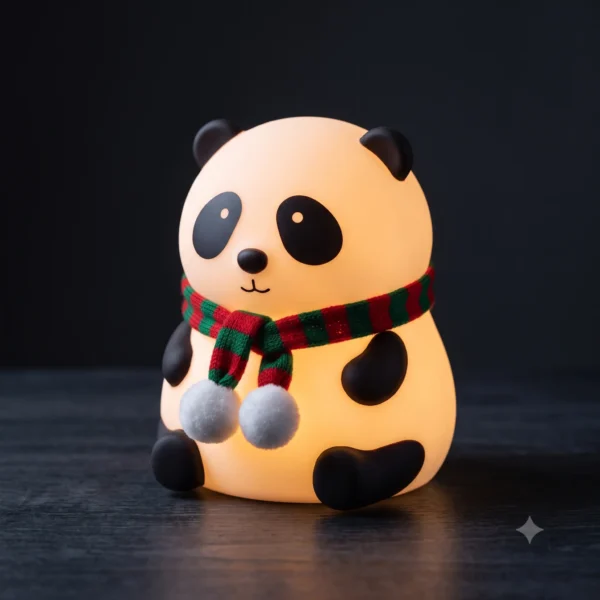 Cute panda silicone night light in kids bedroom
