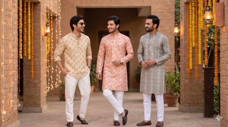 Men wearing best short kurta styling collection for Diwali and wedding celebrations